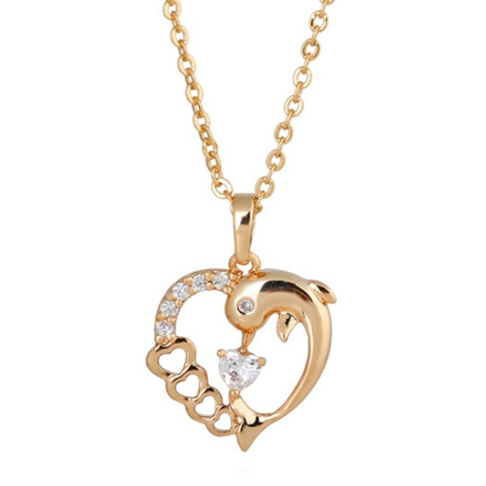 Hollow Heart Shape Dolphin Pendant