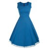 Vintage Hepburn Style Sleeveless Square Dress  light blue