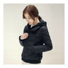 Hooded Down Coat Woman Slim Warm Screw Thread Chic   black