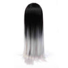 30 " 75cm Long Dégradé Rampe Cheveux Bonnet Synthétique Perruque Noir et Blanc