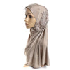 Dignified Muslim Gauze Lace Zircon Kerchief Scarf    khaki