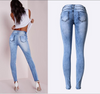 Sexy Denim Azul Cloth Parche Socorro Pitillo Vaqueros Elásticos