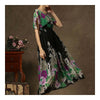 Cloak Type Ink and Wash Chiffon Long Dress   black   S
