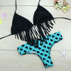 Swimwear Swimsuit Tassel Leopard Print Bikini  green heart