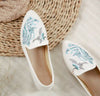 Chinesisch Vintage Ethnische Stickerei Ballerinas Marry Janes Tanz Schuhe Crane