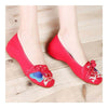 Plate Button Old Beijing Cloth Embroidered Shoes  red