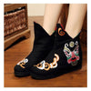 Vintage Beijing Cloth Shoes Embroidered Boots black thin shoes 35