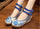 Chinese Embroidered Shoes Women Ballerina  Cotton Elevator shoes Blue