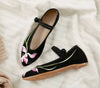 Chinese  Vintage Ethnic Embroidery Ballet Flat Marry Janes Dancing Shoes Orchid