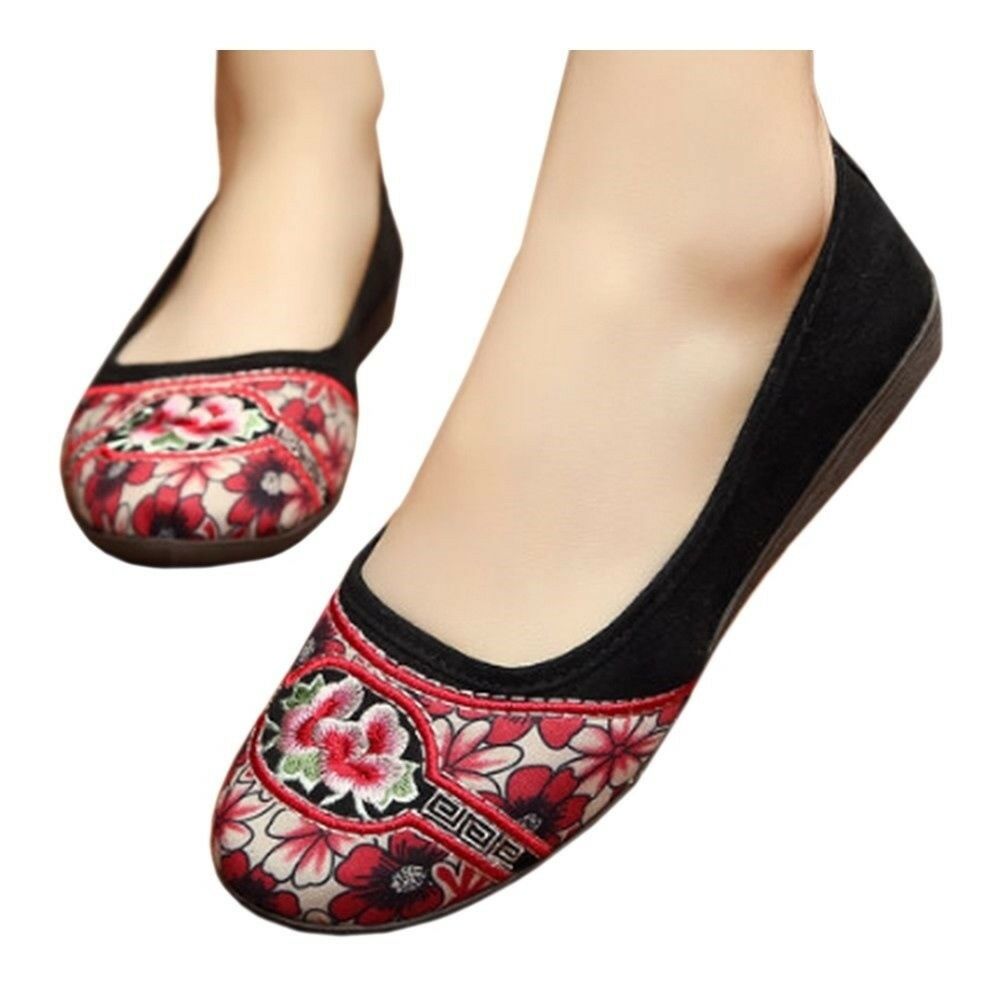 Old Beijing Cloth Shoes Casual National Style Splicing    black