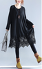 Mode Überdimensional Häkel Spitzen Rand Tunika Langes Kleid Schwarz oder Grün