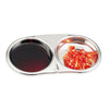 Acero Inoxidable Aderezo Plato Mostaza Plato con 2 Funda Redondo