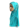 Dignified Muslim Gauze Lace Zircon Kerchief Scarf    peacock blue