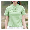 Plaque Bouton Épissure Col Montant T-Shirt Manche Courte Vert