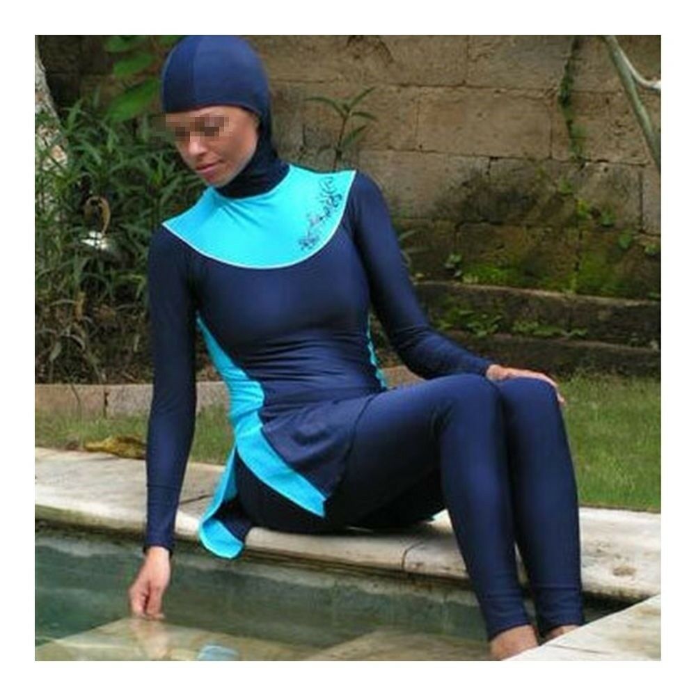 Muslim Swimwear Swimsuit Woman Beach Burqini  sapphire blue