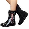 Fly to the Moon Vintage Beijing Cloth Shoes Embroidered Boots black 35
