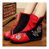 Vintage Beijing Cloth Shoes Embroidered Boots 12-08   red + black  35