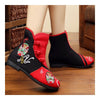 Vintage Beijing Cloth Shoes Embroidered Boots 12-08   red + black  35