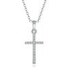 Cross Pendant Zircon Diamanted Necklace   silver
