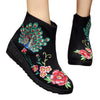 Peacock Vintage Beijing Cloth Shoes Embroidered Boots black 35
