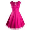 Vintage Hepburn Stil Ärmellos Einfarbig Kleid Rose Rot