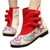 Vintage Beijing Cloth Shoes Embroidered Boots beige 35