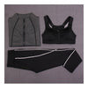 Breathable Woman Running Sports Fitness Yoga Clothes 3pcs Set    dark grey