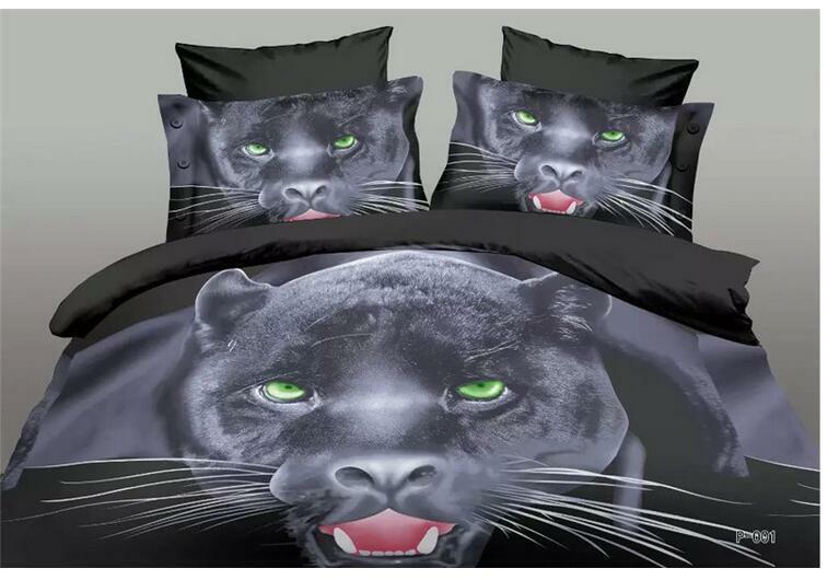 Bedding 4PC Set 3D Animal Bed Quilt/Duvet Sheet Cover Cotton Sanded leopard