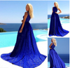Romantique Bleu Roi / Rouge Dentelle Boutique Maxi Longueur Train Robe Soirée