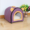 Dog Cat Pet House Kennel Warm Bed  with Fleece Mattress Portable Easy Wash