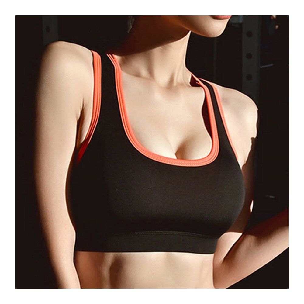 Breathable Dry Fast Woman Shockproof Running Vest Wireless Yoga Bra   black