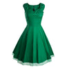 Vintage Hepburn Stil Ärmellos Einfarbig Kleid Grün