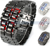 Futurista Cool Azul Diseño Led Lava Reloj Metálico Negro o Plateado Pulsera Ban
