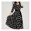 Polka Dot Sunny Flax Seventh Sleeve Middle Long Dress  S