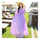 Boat Neck Off-shoulder Ballon Sleeve Beach Long Dress   violet  S