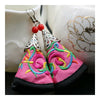 Cloth Embroidery Long Earrings Stylish  pink