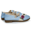 Old Beijing Cloth Embroidered Shoes Cowhells Soft Sole   blue