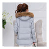 Winter Slim Candy Color Fur Collar Short Down Coat grey