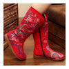 Vintage Beijing Cloth Shoes Embroidered Boots red 35