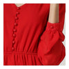 V-necked Chiffon Slim Middle Long Dress   black   S