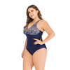 Women Classic Red Blue Blossom Floral Padded One Piece  Swimsuit Padded Bra