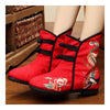 Peacock Vintage Beijing Cloth Shoes Embroidered Boots red 35