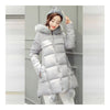 Winter Woman Middle Long Thick Down Coat Plus Size   grey