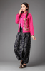 Retro Floral Dark Blue Linen Woven Baggy Harem  Yoga Dancing Trousers Pants