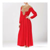 Court Golden Silk Tipeet Muslim Dress   red   S