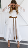 White Boho Crochet Bell Sleeves Off Shoulder Maxi Long Dress