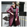 Hooded Thin Light Middle Long Down Coat Slim Woman   wine red
