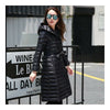 Hooded Thin Light Middle Long Down Coat Slim Woman    black