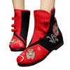 Vintage Beijing Cloth Shoes Embroidered Boots 12-08   red + black  35
