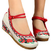 Old Beijing Cloth Embroidered Shoes Flax heel floral dancing comfort loafer